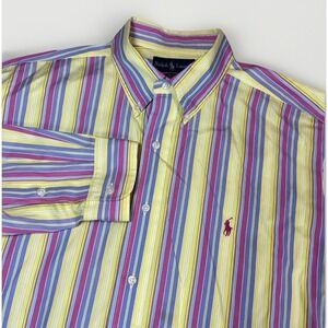 Vtg Polo Ralph Lauren Blake Long Sleeve Shirt Mens XL Vertical Striped Pony
